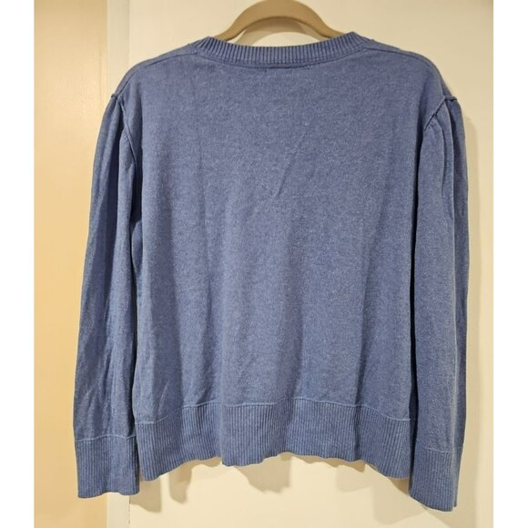 LL Bean Knit Sweater Pullover Women's Medium Blue Cashmere/Cotton  Long Sleeve - Picture 2 of 8